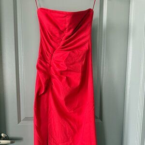 Zara red strapless midi dress M